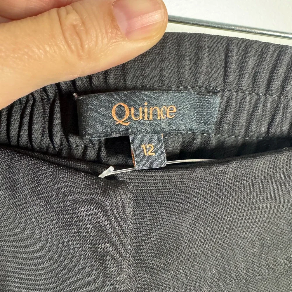 Quince Stretch Crepe Ankle Pant Women 12 Black Minimal Office Chic Closet Staple